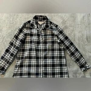 Foxcroft for Appleseed’s Plaid Tunic Shirt | Black & White | Size 12